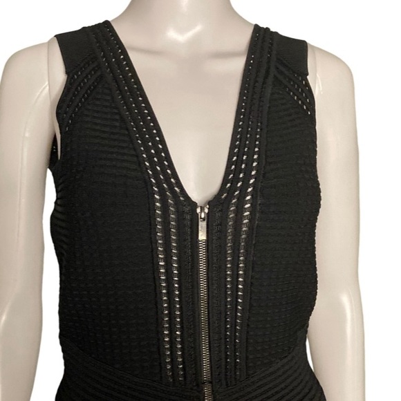 NWT Diane Von Furstenberg Barcelona Black Heavy Knit Zip Front Dress - Sz P - Picture 5 of 16